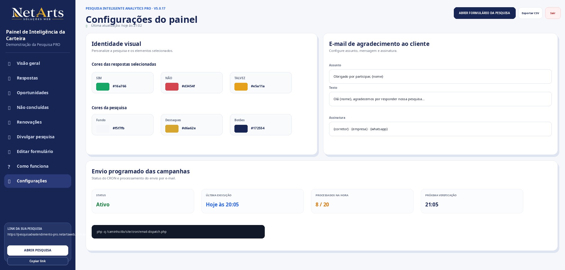 Configurações do sistema